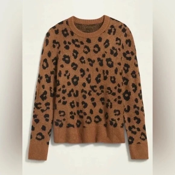 OLD Navy Cozy Leopard-Print Crew-Neck Sweater XXL Tall - Picture 1 of 3